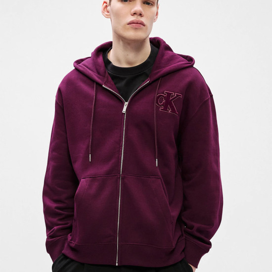 Calvin Klein Ανδρική ζακέτα Velvet Monogram Zip Thru Hoodie